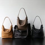 Handcrafted Top Grain Cowhide Leather Slouchy Bucket Bag | Women's Shoulder & Top-Handle Purse