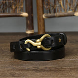 Handcrafted Women Leather Retro Black Belt, Women Chic Belt, Skinny Design Belt, Gift for Her/Him, Leather Women's Men's Designer Belt