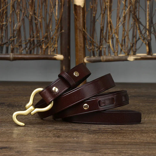 Handcrafted Women Leather Cognac Belt, Leather Belts For Women, Skinny Design Belt, Gift for Her/Him, Leather Women's Men's Designer Belt