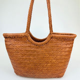 Handcrafted Woven Leather Tote Bag, Full Grain Leather Hand Woven Triple Jump Bamboo Style Ladies HOBO Bag, Summer Holiday Woven Bag