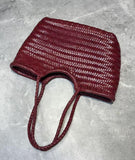 Handcrafted Woven Leather Tote Bag, Full Grain Leather Hand Woven Triple Jump Bamboo Style Ladies HOBO Bag, Summer Holiday Woven Bag