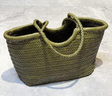 Handcrafted Woven Leather Tote Bag, Full Grain Leather Hand Woven Triple Jump Bamboo Style Ladies HOBO Bag, Summer Holiday Woven Bag