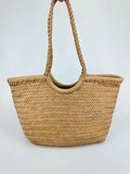 Handcrafted Woven Leather Tote Bag, Full Grain Leather Hand Woven Triple Jump Bamboo Style Ladies HOBO Bag, Summer Holiday Woven Bag