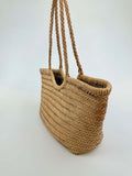 Handcrafted Woven Leather Tote Bag, Full Grain Leather Hand Woven Triple Jump Bamboo Style Ladies HOBO Bag, Summer Holiday Woven Bag