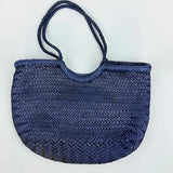 Handcrafted Woven Leather Tote Bag, Full Grain Leather Hand Woven Triple Jump Bamboo Style Ladies HOBO Bag, Summer Holiday Woven Bag