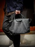 Handmade TC Cowhide Leather Duffle Bag – Men's Travel Weekender | Two Sizes, Pebbled Leather, Adjustable Shoulder Strap