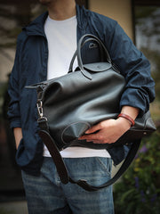 Handmade Black Leather Duffle Bag – Men’s Travel Weekender, Genuine TC Cowhide Business Overnight Bag with Shoulder Strap Handmade Black Leather Duffle Bag – Men’s Travel Weekender, Genuine TC Cowhide Business Overnight Bag with Shoulder Strap