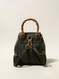 Handmade Cowhide Leather Mini Bamboo Convertible Backpack | Leather Drawstring Shoulder & Handbag for Women
