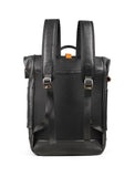 Handmade Full Grain Leather Roll-Top Backpack, Men’s Large Travel Bag & 14" Laptop Rucksack