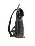 Handmade Full Grain Leather Roll-Top Backpack, Men’s Large Travel Bag & 14" Laptop Rucksack