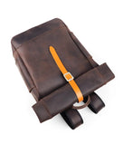 Handmade Full Grain Leather Roll-Top Backpack, Men’s Large Travel Bag & 14" Laptop Rucksack