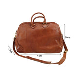 Handmade Italian Full-Grain Leather Vintage Duffle Bag – Solid Brass Hardware | Weekend Travel Bag with Detachable Shoulder Strap