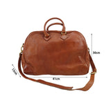 Handmade Italian Full-Grain Leather Vintage Duffle Bag – Solid Brass Hardware | Weekend Travel Bag with Detachable Shoulder Strap