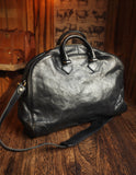 Handmade Italian Full-Grain Leather Vintage Duffle Bag – Solid Brass Hardware | Weekend Travel Bag with Detachable Shoulder Strap