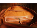 Handmade Italian Full-Grain Leather Vintage Duffle Bag – Solid Brass Hardware | Weekend Travel Bag with Detachable Shoulder Strap