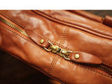 Handmade Italian Full-Grain Leather Vintage Duffle Bag – Solid Brass Hardware | Weekend Travel Bag with Detachable Shoulder Strap