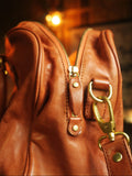 Handmade Italian Full-Grain Leather Vintage Duffle Bag – Solid Brass Hardware | Weekend Travel Bag with Detachable Shoulder Strap