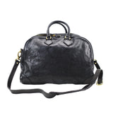 Handmade Italian Full-Grain Leather Vintage Duffle Bag – Solid Brass Hardware | Weekend Travel Bag with Detachable Shoulder Strap