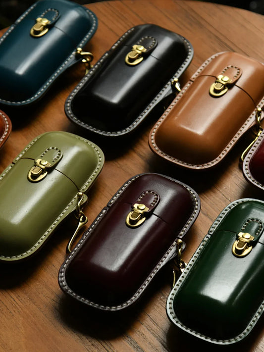 Handmade Leather Glasses Pouch, Cool Eyeglass Cases With Belt Clip, Vintage Hard Eyeglass Cases for Women & Men