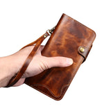 Handmade Leather iPhone and Samsung Case: Vintage Style Mobile Wallet Cases, Card Slots & Strap