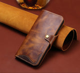 Handmade Leather iPhone and Samsung Case: Vintage Style Mobile Wallet Cases, Card Slots & Strap