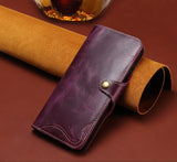 Handmade Leather iPhone and Samsung Case: Vintage Style Mobile Wallet Cases, Card Slots & Strap