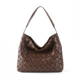 Handmade Soft Vegan Leather Woven Tote Bag for Women, Large Minimalist Commuter Shoulder Bag with Inner Pouch