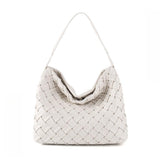 Handmade Soft Vegan Leather Woven Tote Bag for Women, Large Minimalist Commuter Shoulder Bag with Inner Pouch