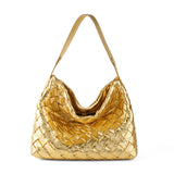 Handmade Soft Vegan Leather Woven Tote Bag for Women, Large Minimalist Commuter Shoulder Bag with Inner Pouch