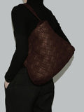 Handmade Soft Vegan Leather Woven Tote Bag for Women, Large Minimalist Commuter Shoulder Bag with Inner Pouch