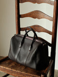 Handmade Top Grain Leather Bag, Luxury Boston Satchel & Crossbody Bag for Traveling, Best Everyday Carry Bag for Women Ebony