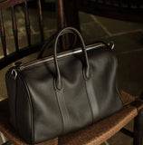 Handmade Top Grain Leather Bag, Luxury Boston Satchel & Crossbody Bag for Traveling, Best Everyday Carry Bag for Women Ebony