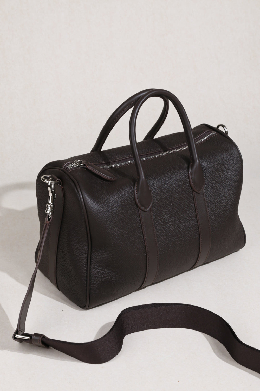 Handmade Top Grain Leather Bag, Luxury Boston Satchel & Crossbody Bag for Traveling, Best Everyday Carry Bag for Women Ebony