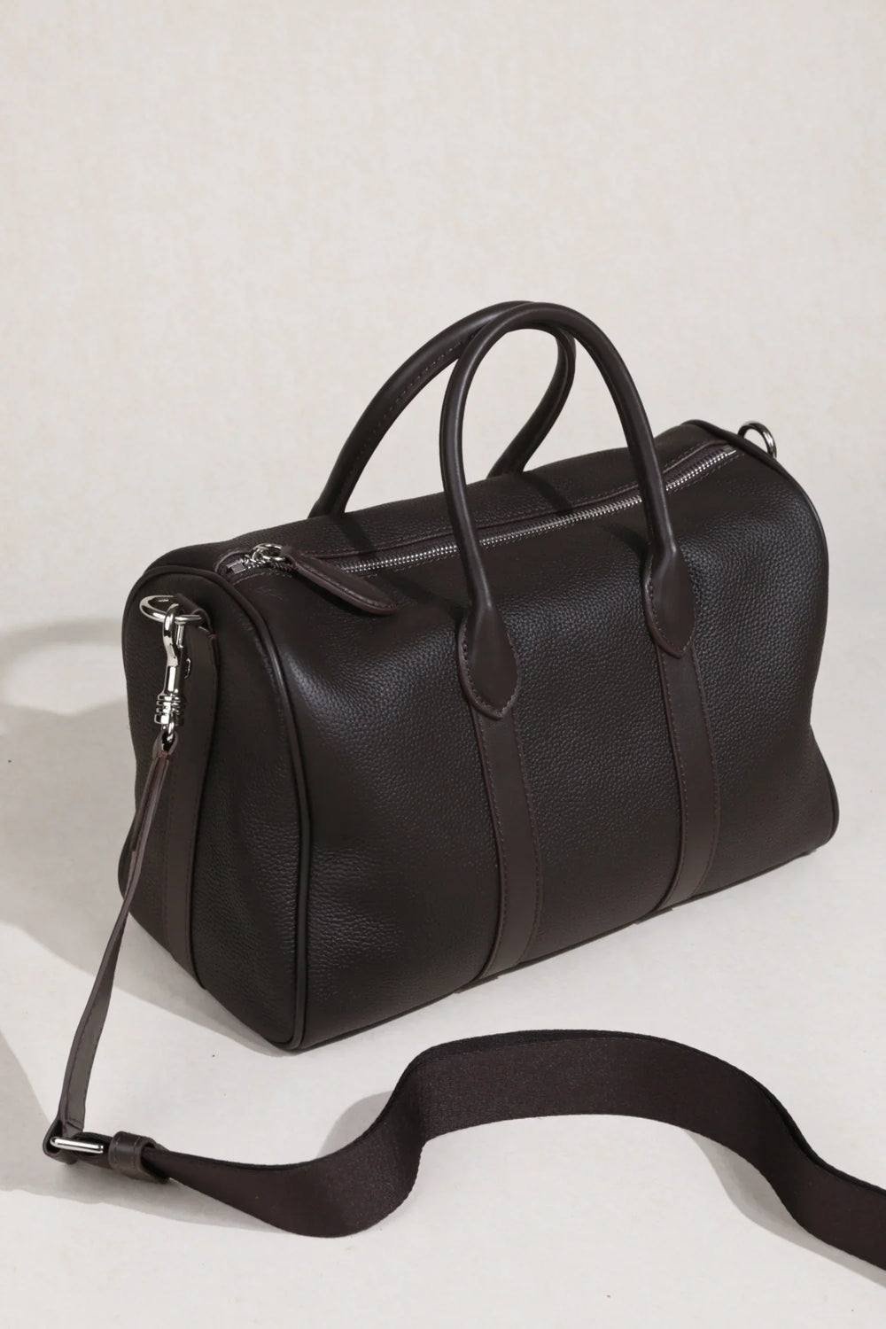 Handmade Top Grain Leather Bag, Luxury Boston Satchel & Crossbody Bag for Traveling, Best Everyday Carry Bag for Women Ebony