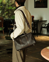 Handmade Top Grain Leather Bag, Luxury Boston Satchel & Crossbody Bag for Traveling, Best Everyday Carry Bag for Women Ebony