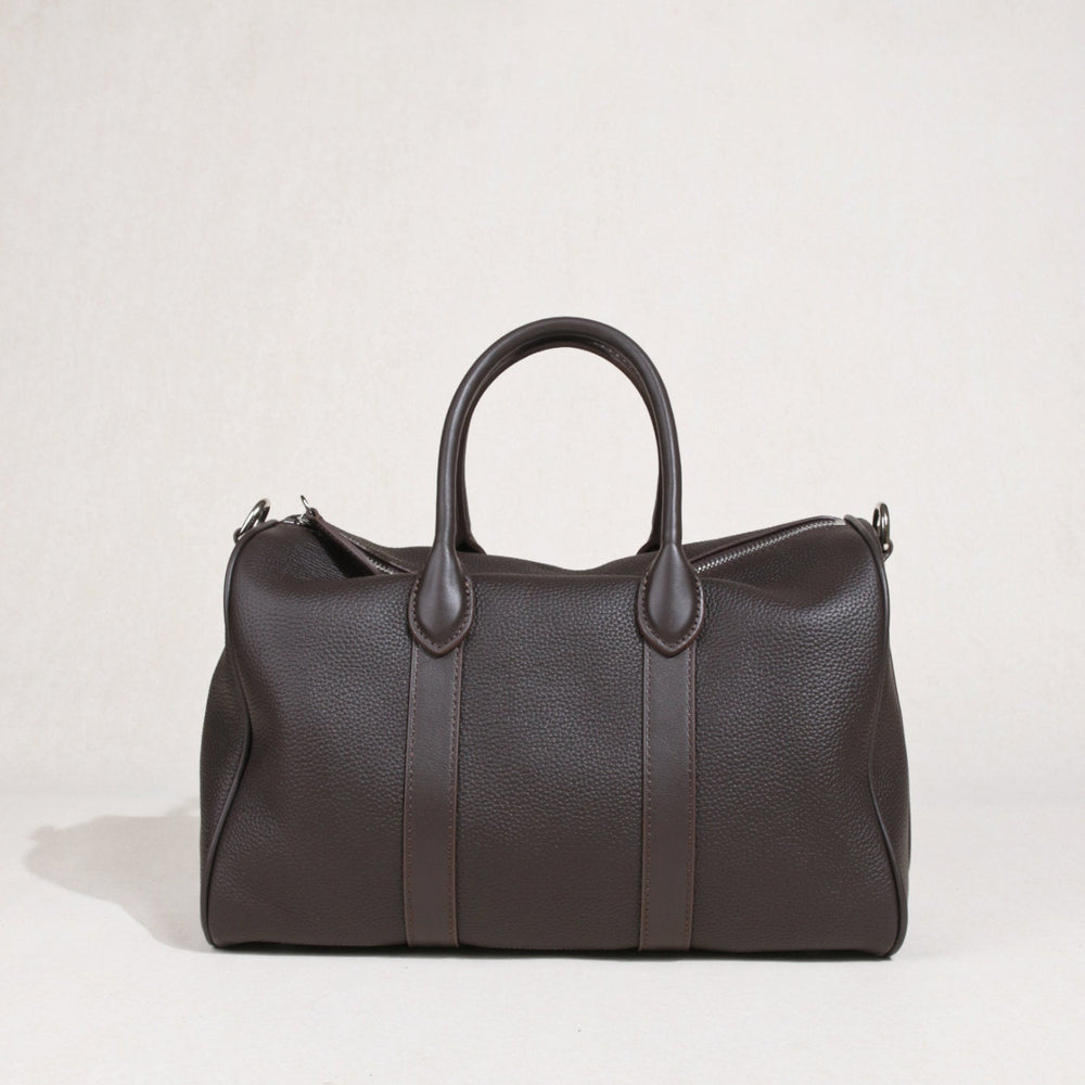 Handmade Top Grain Leather Bag, Luxury Boston Satchel & Crossbody Bag for Traveling, Best Everyday Carry Bag for Women Ebony