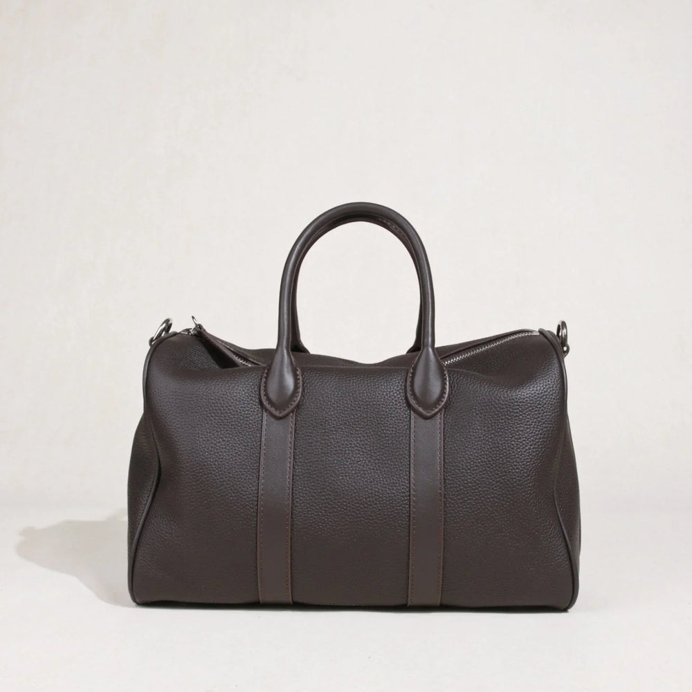 Handmade Top Grain Leather Bag, Luxury Boston Satchel & Crossbody Bag for Traveling, Best Everyday Carry Bag for Women Ebony