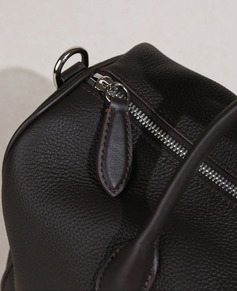 Handmade Top Grain Leather Bag, Luxury Boston Satchel & Crossbody Bag for Traveling, Best Everyday Carry Bag for Women Ebony