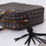 Handmade Woven Lambskin Leather Shoulder Bag, Luxury Box Purse, Vintage Bowling Style Women’s Commuter Handbag