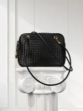 Handmade Woven Lambskin Leather Shoulder Bag, Luxury Box Purse, Vintage Bowling Style Women’s Commuter Handbag