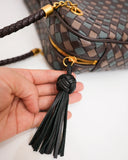 Handmade Woven Lambskin Leather Shoulder Bag, Luxury Box Purse, Vintage Bowling Style Women’s Commuter Handbag