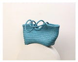 Handmade Woven Leather Tote Bag, Full Grain Leather Hand Woven Triple Jump Bamboo Ladies HoBo Bag, Curve Opening Summer Holiday Basket Bag