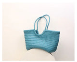 Handmade Woven Leather Tote Bag, Full Grain Leather Hand Woven Triple Jump Bamboo Ladies HoBo Bag, Curve Opening Summer Holiday Basket Bag