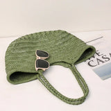 Handmade Green Woven Leather Tote Bag, Full Grain Leather Hand Woven Triple Jump Bamboo Ladies HoBo Bag, Curve Opening Summer Holiday Basket Bag