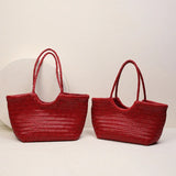 Handmade Woven Leather Tote Bag, Full Grain Leather Hand Woven Triple Jump Bamboo Ladies HoBo Bag, Curve Opening Summer Holiday Basket Bag