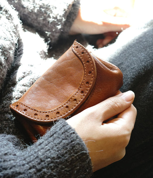 Handmade leather wallet | Full Grain Leather Vintage Purse | Short Wallet small vintage card wallet Coin Pouch for women Handmade