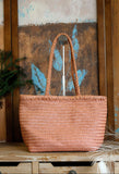 Handwoven Basket Tote Bag | Vegetable-Tanned Italian Cowhide Hand-Carry Bag | Minimalist Summer Commuter Style
