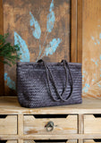 Handwoven Basket Tote Bag | Vegetable-Tanned Italian Cowhide Hand-Carry Bag | Minimalist Summer Commuter Style