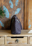 Handwoven Basket Tote Bag | Vegetable-Tanned Italian Cowhide Hand-Carry Bag | Minimalist Summer Commuter Style