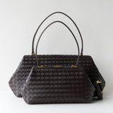Handwoven Cowhide Leather Frame Clutch Bag | Women's Commuter Top-Handle & Shoulder Purse